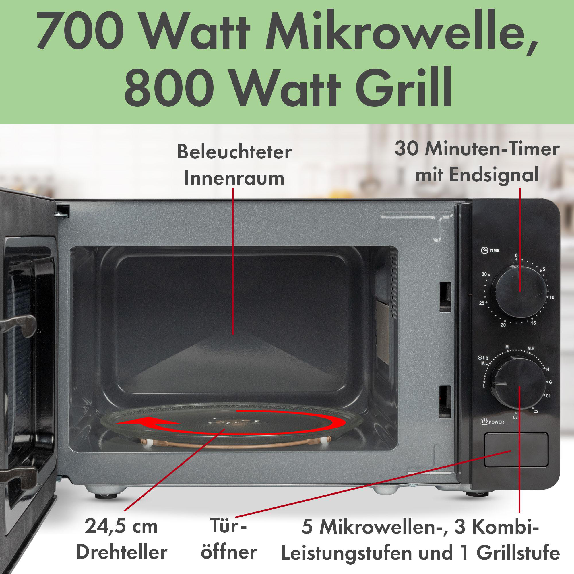 CLATRONIC MWG 792 Mikrowelle (700 Watt, Freistehend, 20 l, Schwarz)