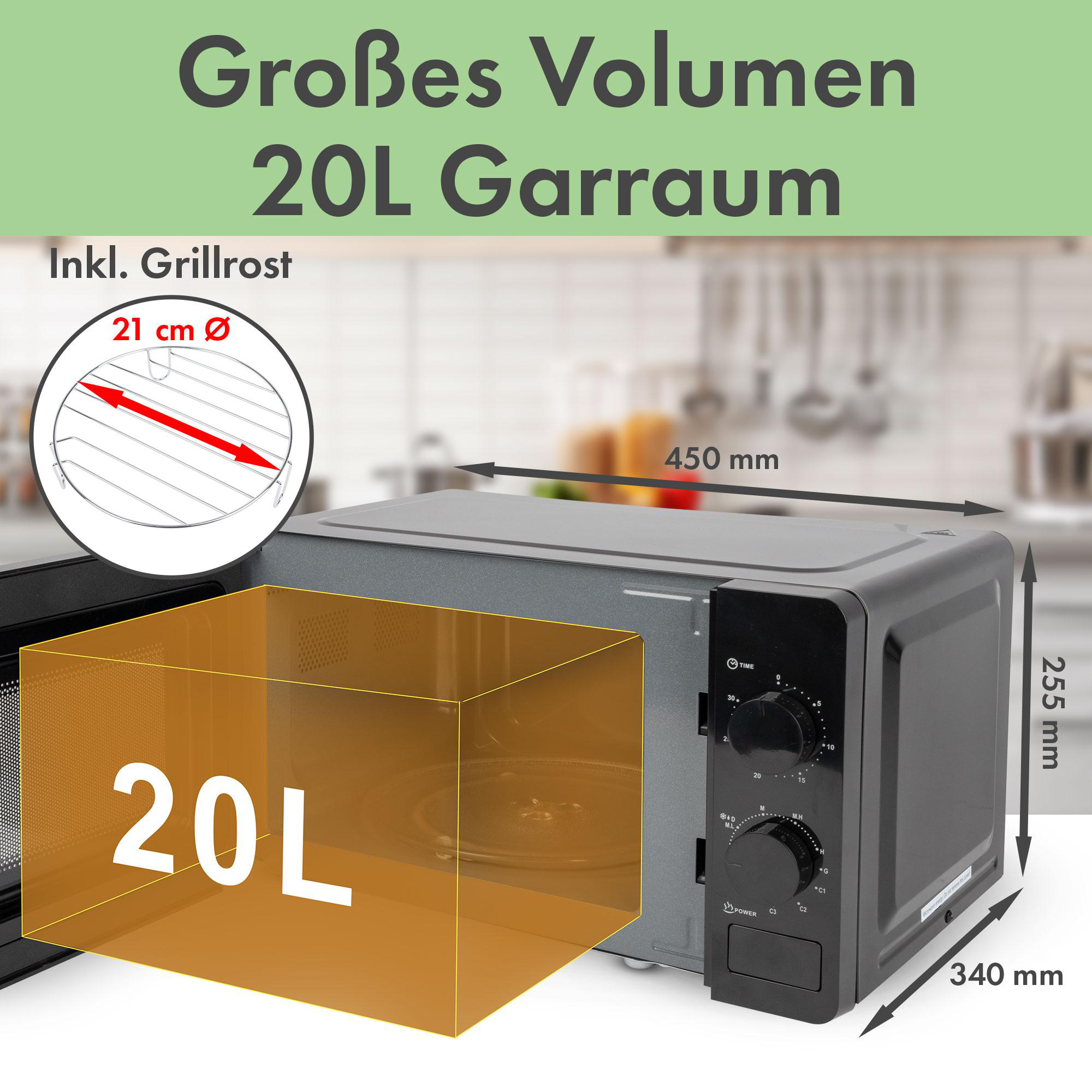 CLATRONIC MWG 792 Mikrowelle (700 Watt, Freistehend, 20 l, Schwarz)