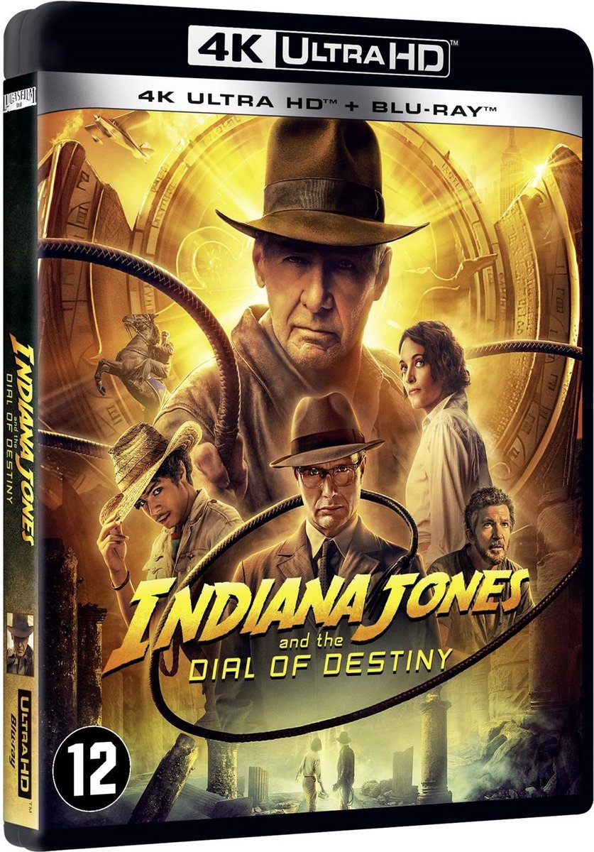 Movie poster for Indiana Jones and the Dial of Destiny. Harrison Ford is featured.