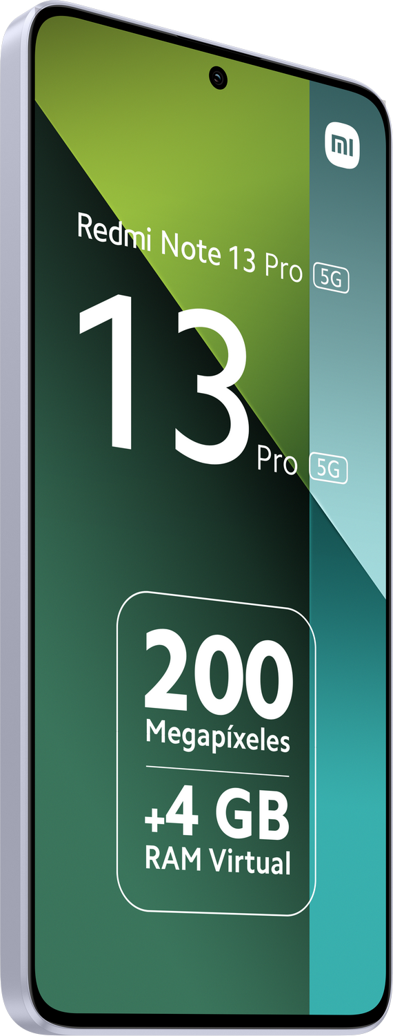 Un teléfono Redmi Note 13 Pro 5G blanco con un fondo verde.