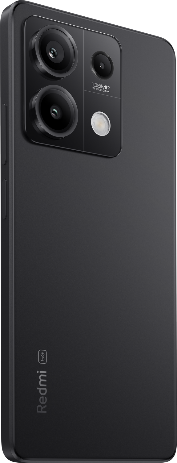 Un teléfono inteligente negro con tres cámaras traseras y las palabras "108MP" y "triple cam".