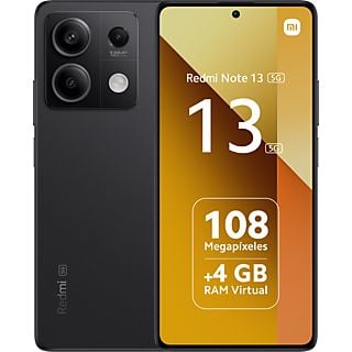 Móvil - Xiaomi Redmi Note 13 5G, Midnight Black, 256 GB, 8 GB RAM, 6.67" AMOLED FHD+, MediaTek Dimensity 6080, 5000 mAh, Android