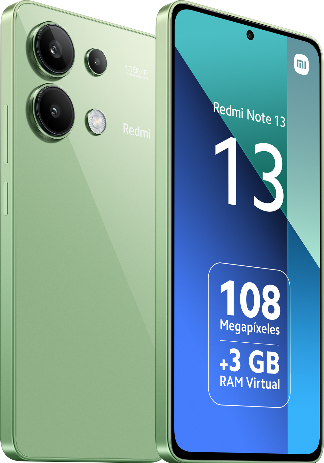 Móvil | Xiaomi Redmi Note 13, Mint Green, 128 GB, 6GB RAM, 6.67 