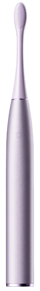 Fioletowa elektryczna szczoteczka do zębów z zaokrągloną główką. Design jest elegancki i nowoczesny.