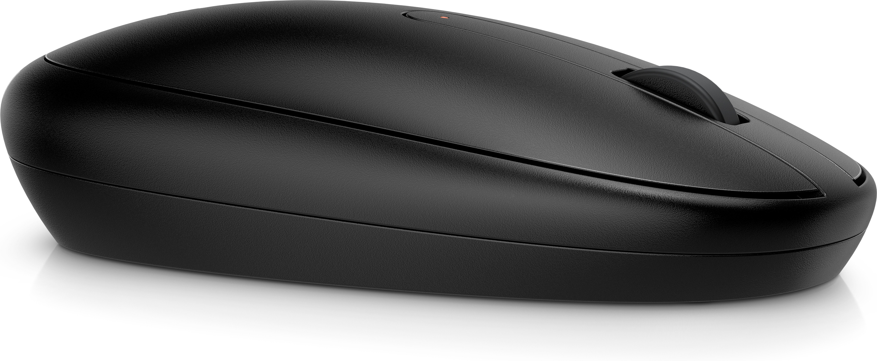 Souris sans fil noire. Avec une molette de défilement et un design ergonomique.