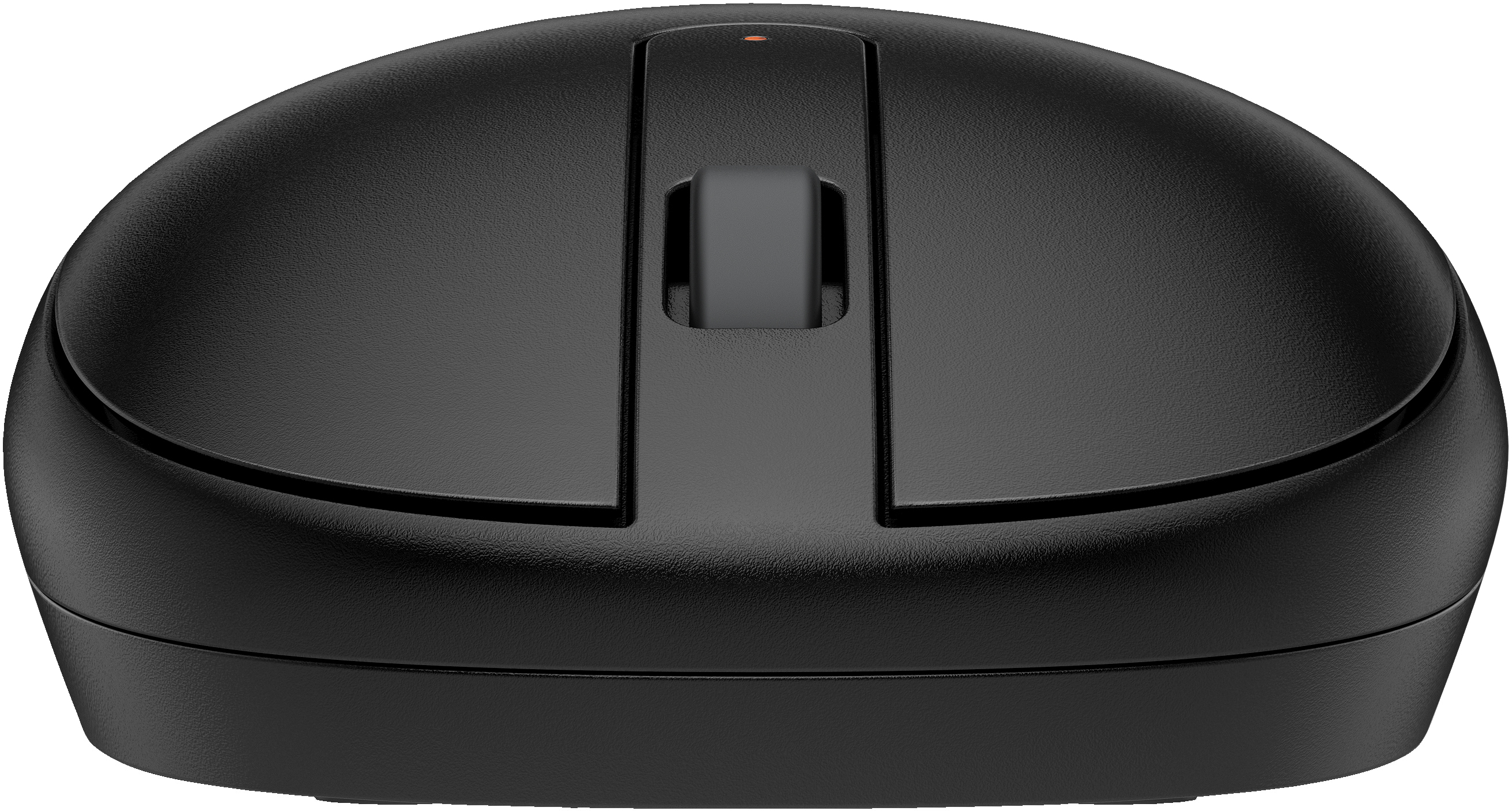 Souris d'ordinateur noire avec une molette centrale.
