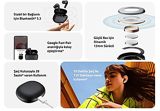 XIAOMI Redmi Buds 4 Active Bluetooth Kulak İçi Kulaklık Siyah_6