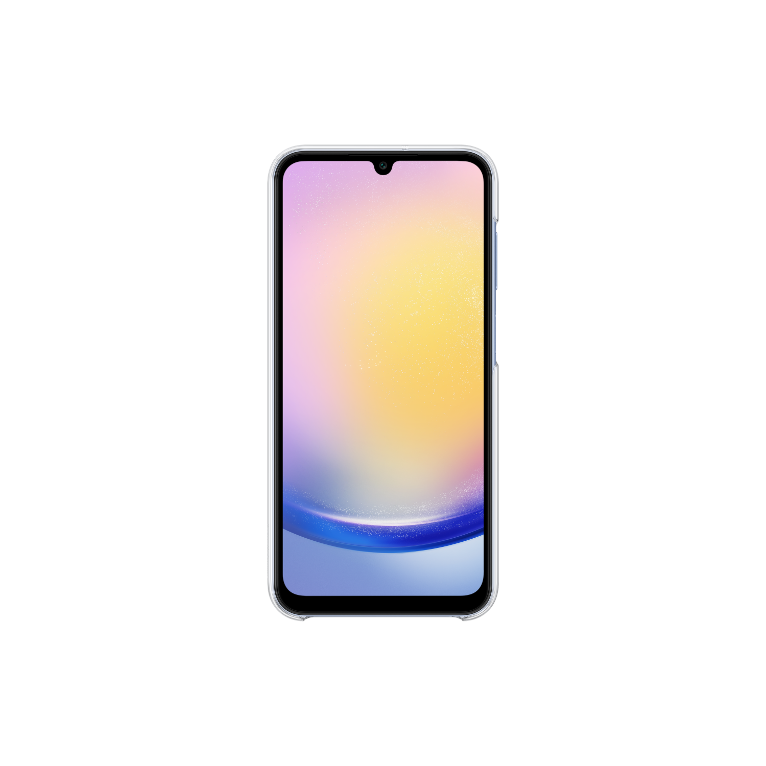 Een smartphone met een kleurrijk verloop, geïsoleerd tegen een zwarte achtergrond.