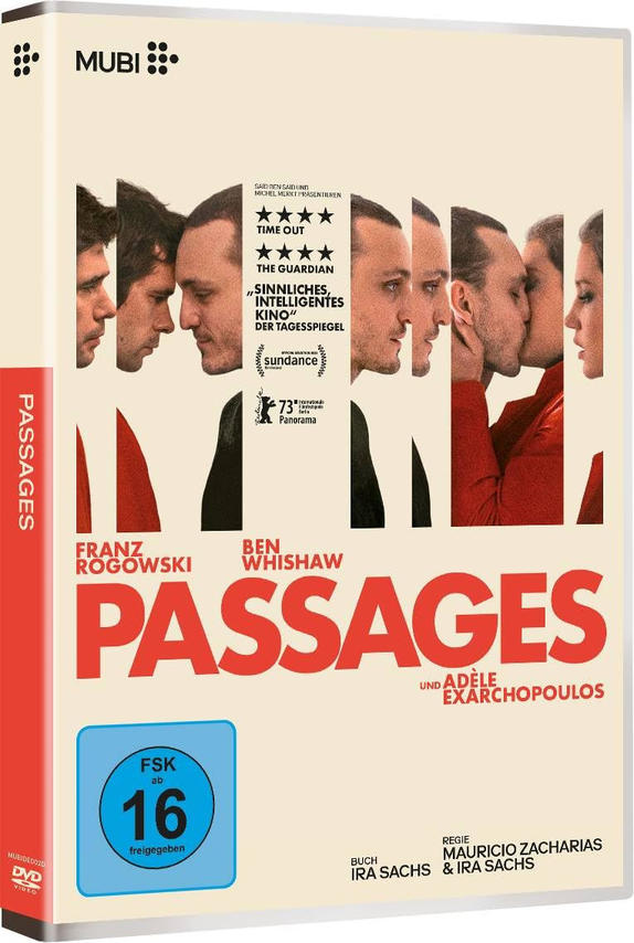 DVD-Hülle für den Film 'Passages'.  Enthält mehrere Bilder der Schauspieler und Filmdetails.
