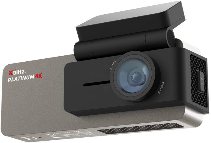 Kamera samochodowa, czarna i szara, z obiektywem i małym ekranem.