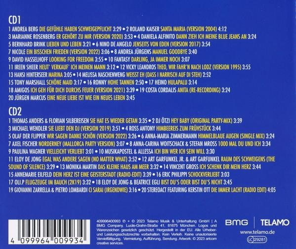 CD-Cover mit deutschem Text. Das Bild zeigt eine Liste von Liedern und Credits.