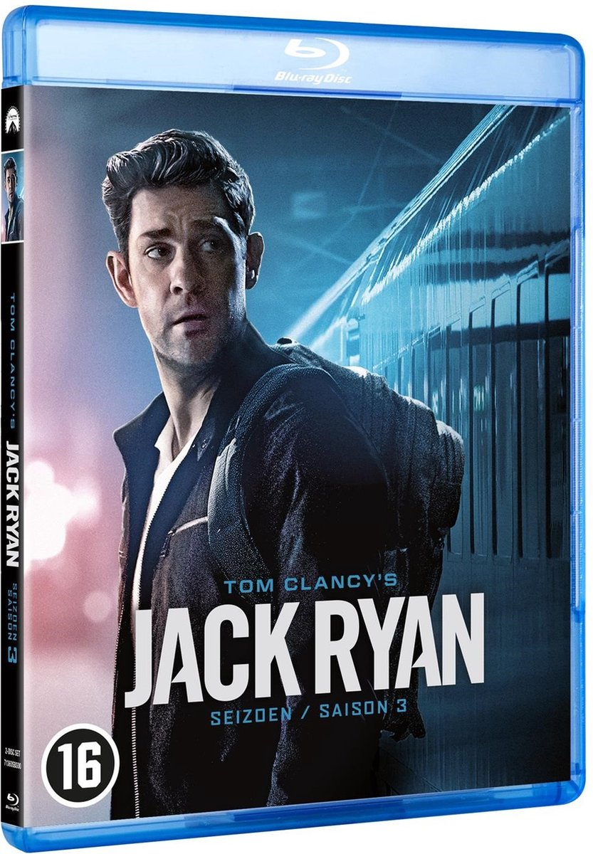 A Blu-ray disc case for 'Jack Ryan' season 3. It has the show's title and actor's image.