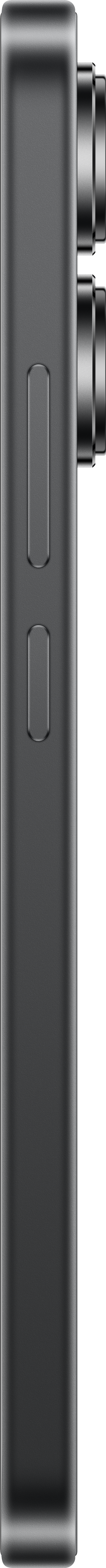 Gros plan d'un téléphone ou appareil gris foncé. Deux boutons et trois objectifs sont visibles.