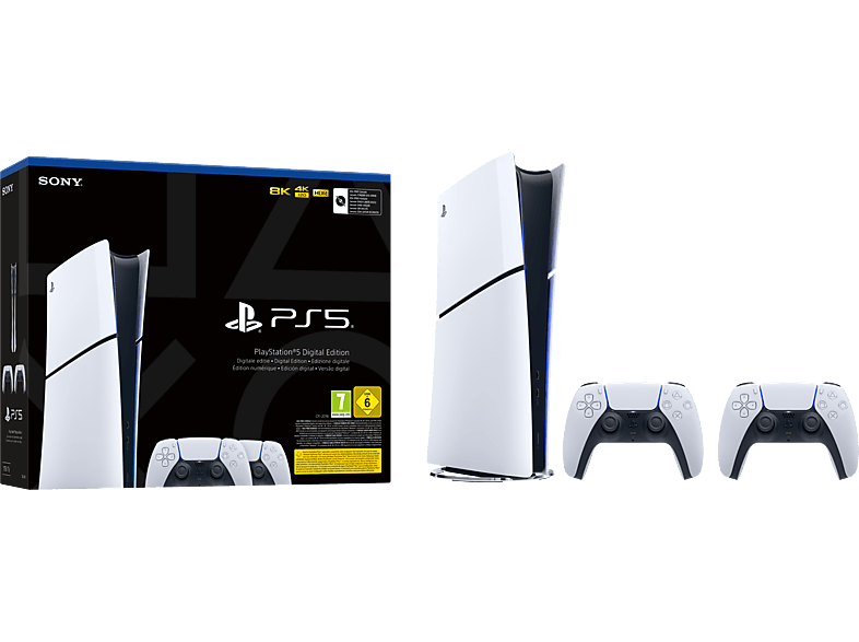 Sony PS5 PlayStation 5 Edición digital consola de juegos + controlador  inalámbrico - 16 GB de RAM GDDR6, SSD de 825 GB, salida 8K de 120 Hz, color  blanco : Videojuegos 