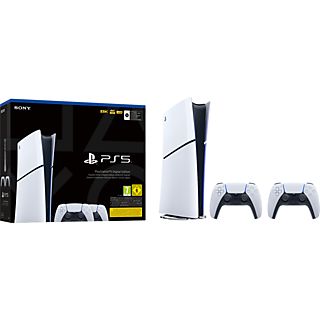 Consola - Sony PlayStation 5 Slim Digital Edition, 1 TB SSD, 4K, 2 mandos, Chasis D, Blanco