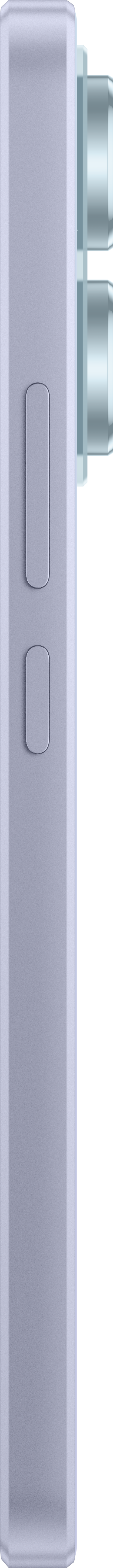 Vue latérale d'un smartphone violet avec des boutons.