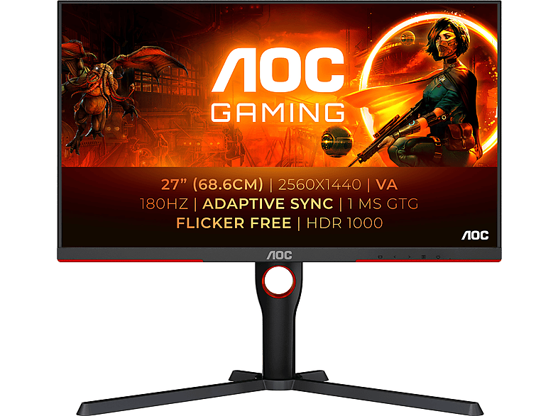 AOC Q27G3XMN 27 Zoll  QHD  Gaming Monitor  1 ms Reaktionszeit 180 Hz 