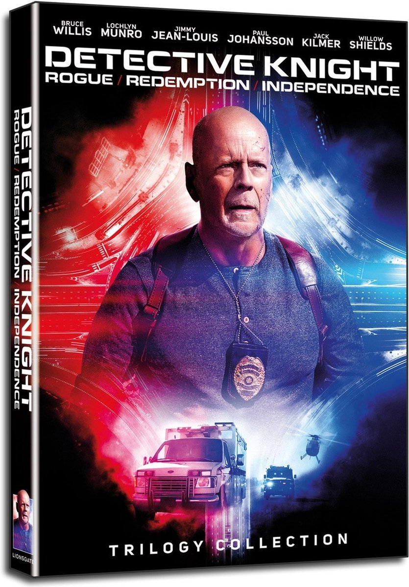 DVD-hoes van Detective Knight: Rogue, Redemption, Independence trilogiecollectie met Bruce Willis.