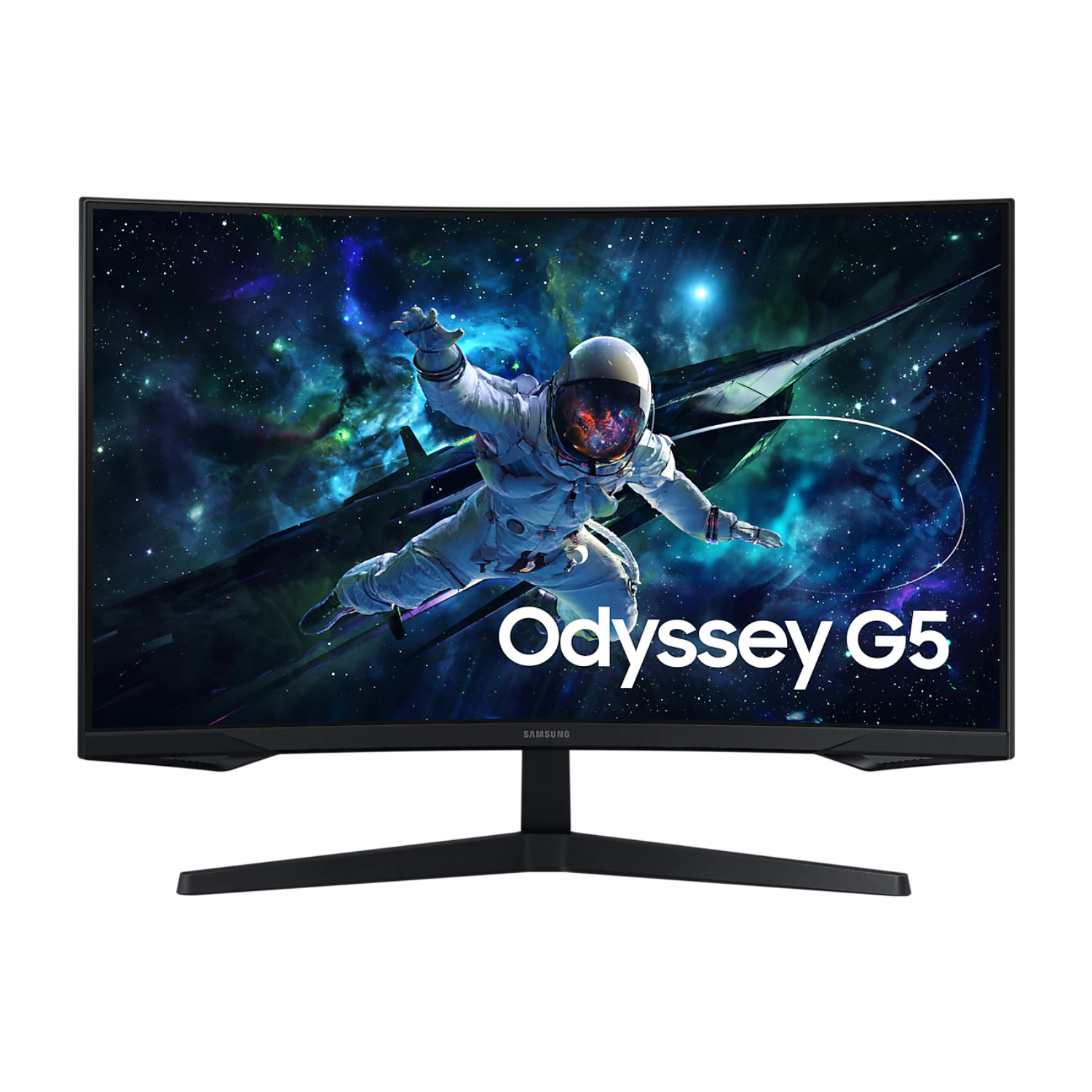 A computer monitor with an astronaut in space.