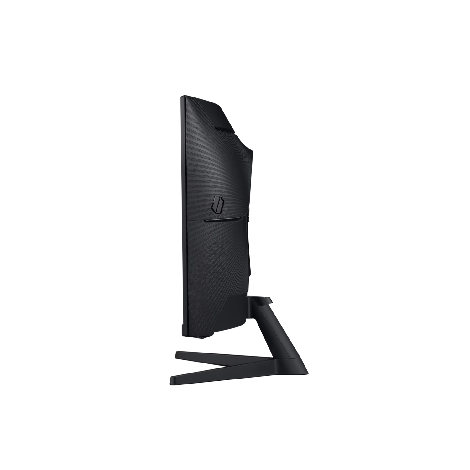 Black monitor, side view, on a black background.