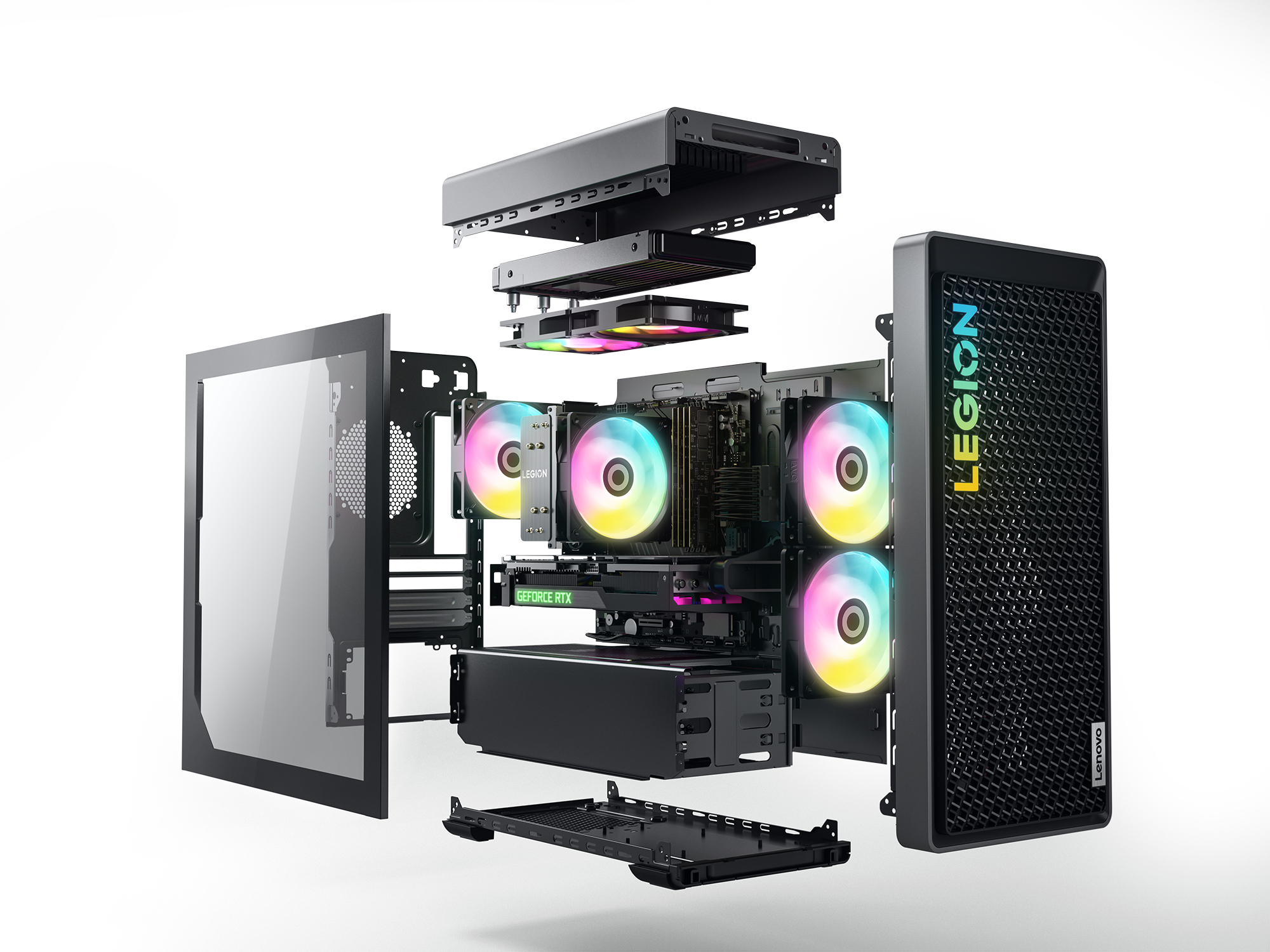 LENOVO Legion Tower 5, Windows, GeForce RTX™ 1 4070 mit Gaming-Desktop AMD TB GB 7700 32 SSD, Prozessor, NVIDIA, RAM