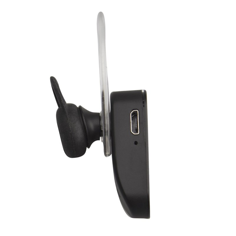 Seitenansicht eines schwarzen Bluetooth-Headsets.