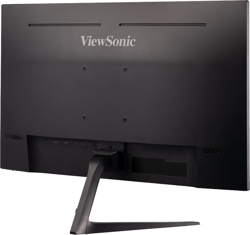 ViewSonic monitor hátulja, csatlakozókkal és állvánnyal.
