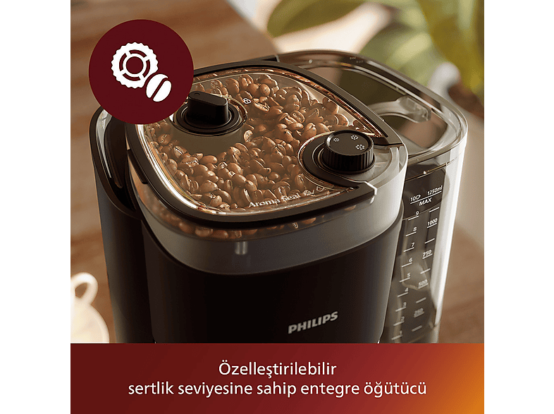 PHILIPS HD7888/01 All In One Brew Öğütücülü Filtre Kahve Makinesi Siyah Krom_1