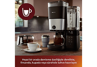 PHILIPS HD7888/01 All In One Brew Öğütücülü Filtre Kahve Makinesi Siyah Krom_2