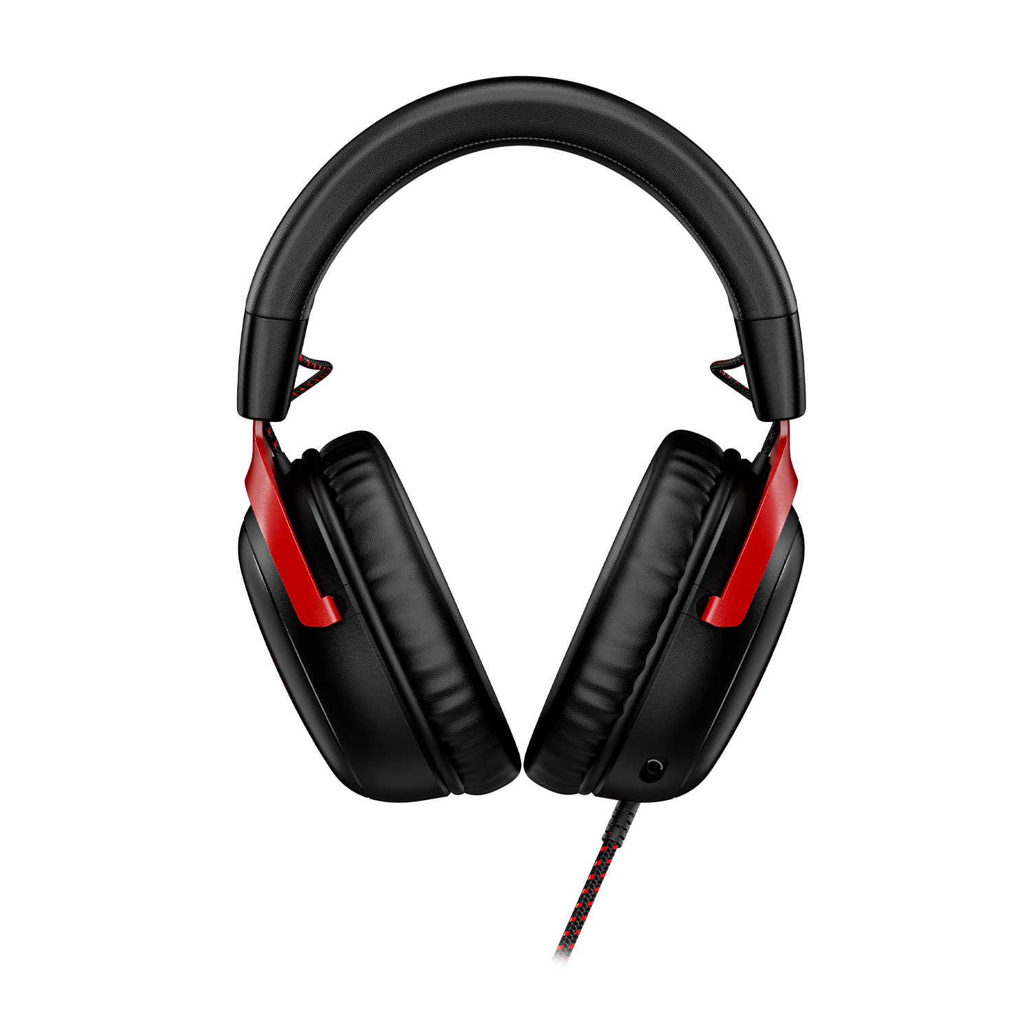 Cuffie nere con dettagli rossi. Le cuffie sono di tipo over-ear.