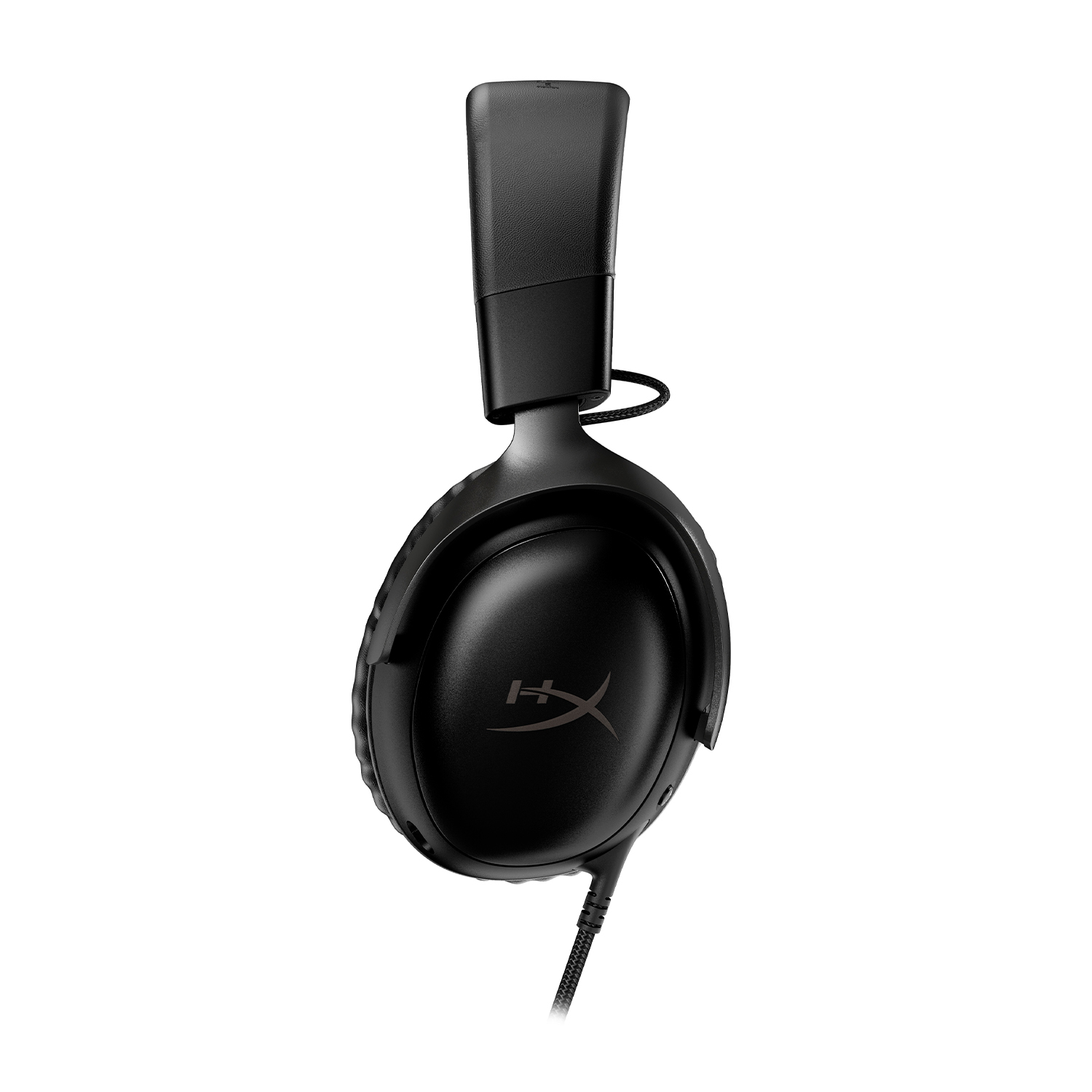 Cuffie da gioco HyperX nere isolate su bianco.