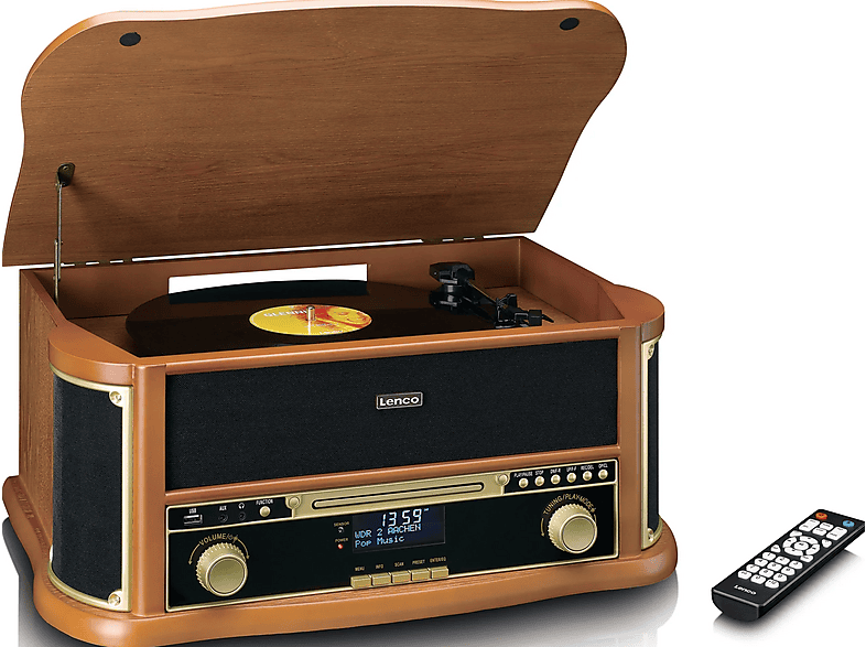 Lenco TCD-2571WD Classic Phono - Holz-Plattenspieler im Retro-Design mit Bluetooth, DAB+/FM-Radio, USB, CD-Player, Kassettenspieler — Foto 5 von 5