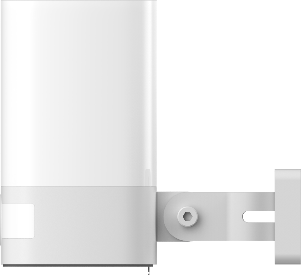 Weiße Wandleuchte mit Halterung und Schraube.