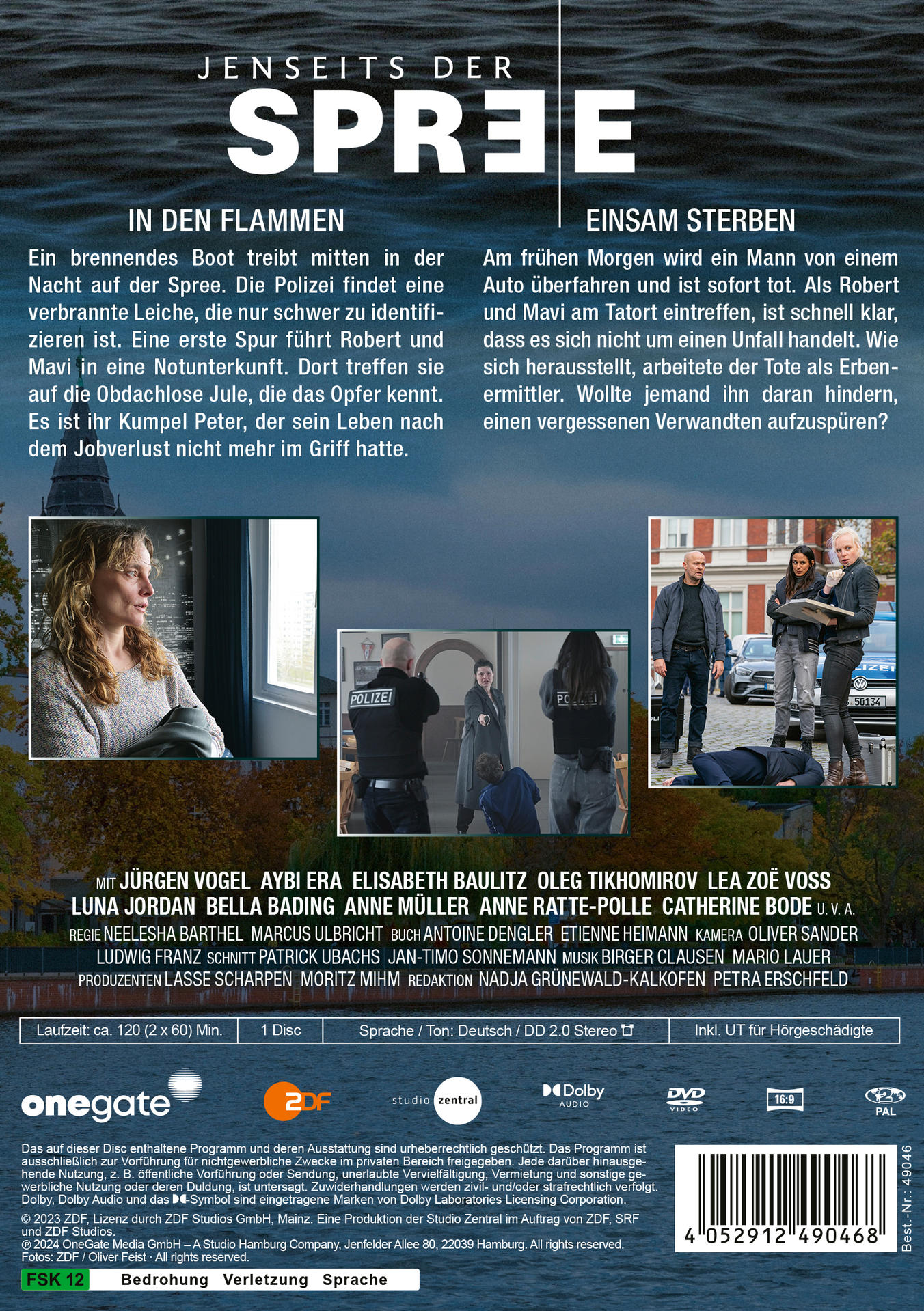 Rückseite einer DVD-Hülle. Text auf Deutsch mit Bildern von Personen. Der Titel lautet 'Jenseits der Spree'.