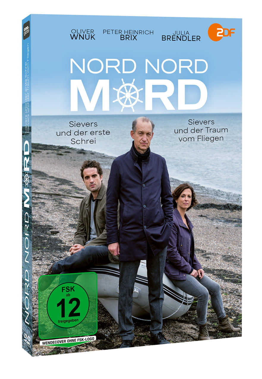 DVD-Cover mit drei Personen, Titel 'Nord Nord Mord' und blauem Himmel im Hintergrund.