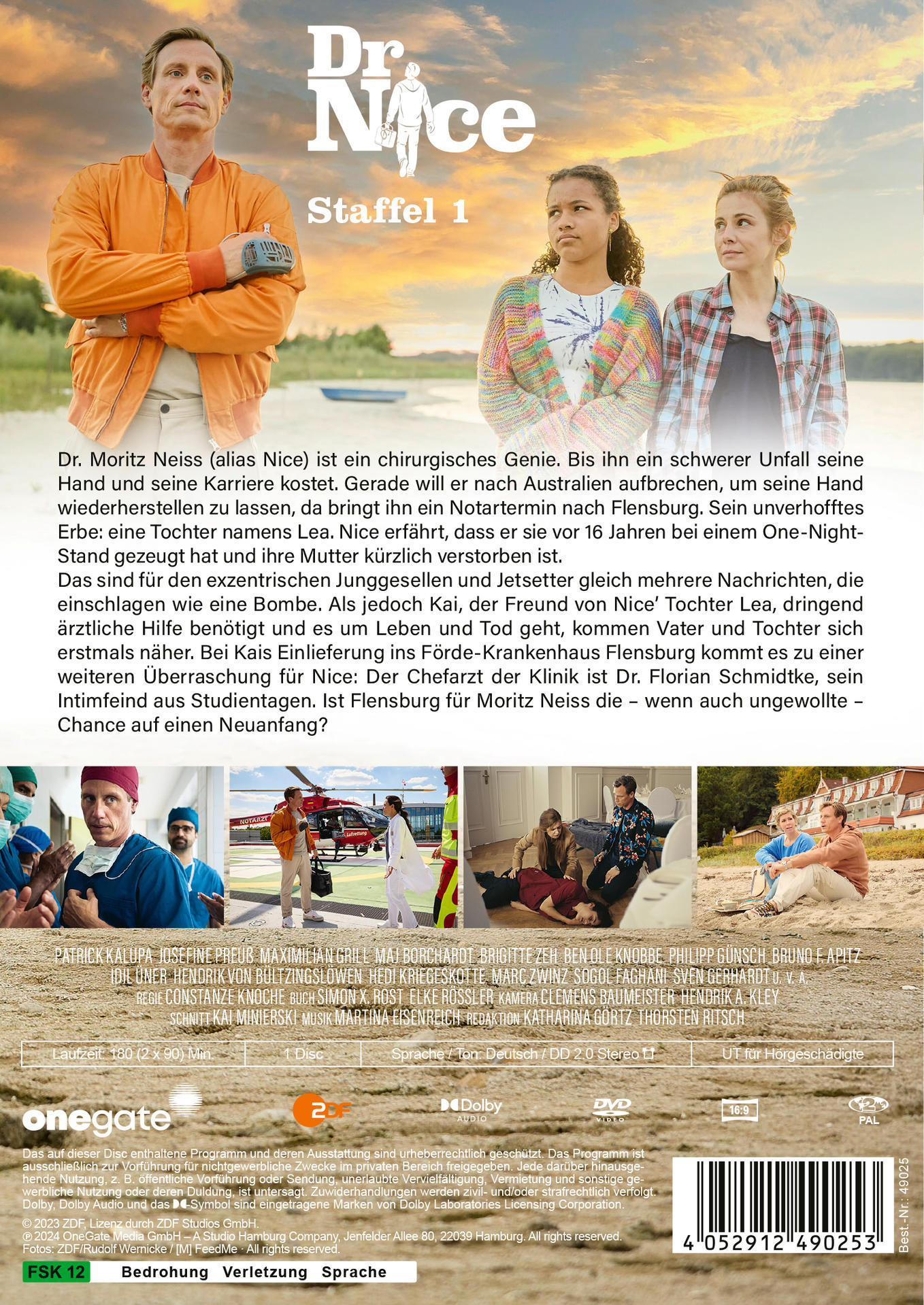 DVD-Hüllenrückseite. Filmstills und Text. Der Filmtitel lautet 'Dr. Nice'.