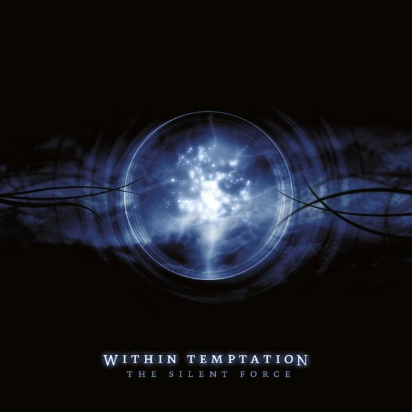 Album borító egy örvénylő kék dizájnnal, a 'Within Temptation' és a 'The Silent Force' szavakkal.