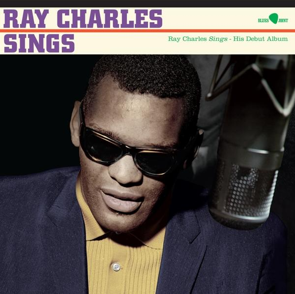 Ray Charles album borítója stúdióban, napszemüveggel és mikrofonnal.