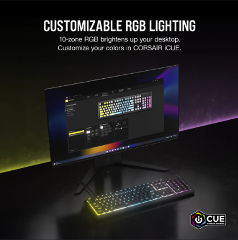 Tastiera e schermo RGB personalizzabili con logo CUE.