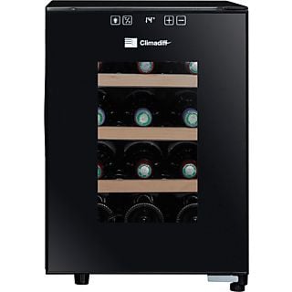 Vinoteca - Climadiff CC12F, Termoeléctrico, 12 botellas, 3 estantes, Iluminación LED, Negro