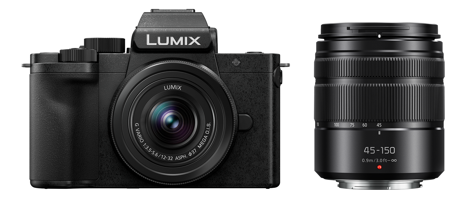 PANASONIC LUMIX G100D Body + LUMIX G VARIO 12-32mm / F3.5-5.6 ASPH. / MEGA O.I.S. + LUMIX G VARIO 45-150mm / F4.0-5.6 ASPH. / MEGA O.I.S. - Systemkamera Schwarz