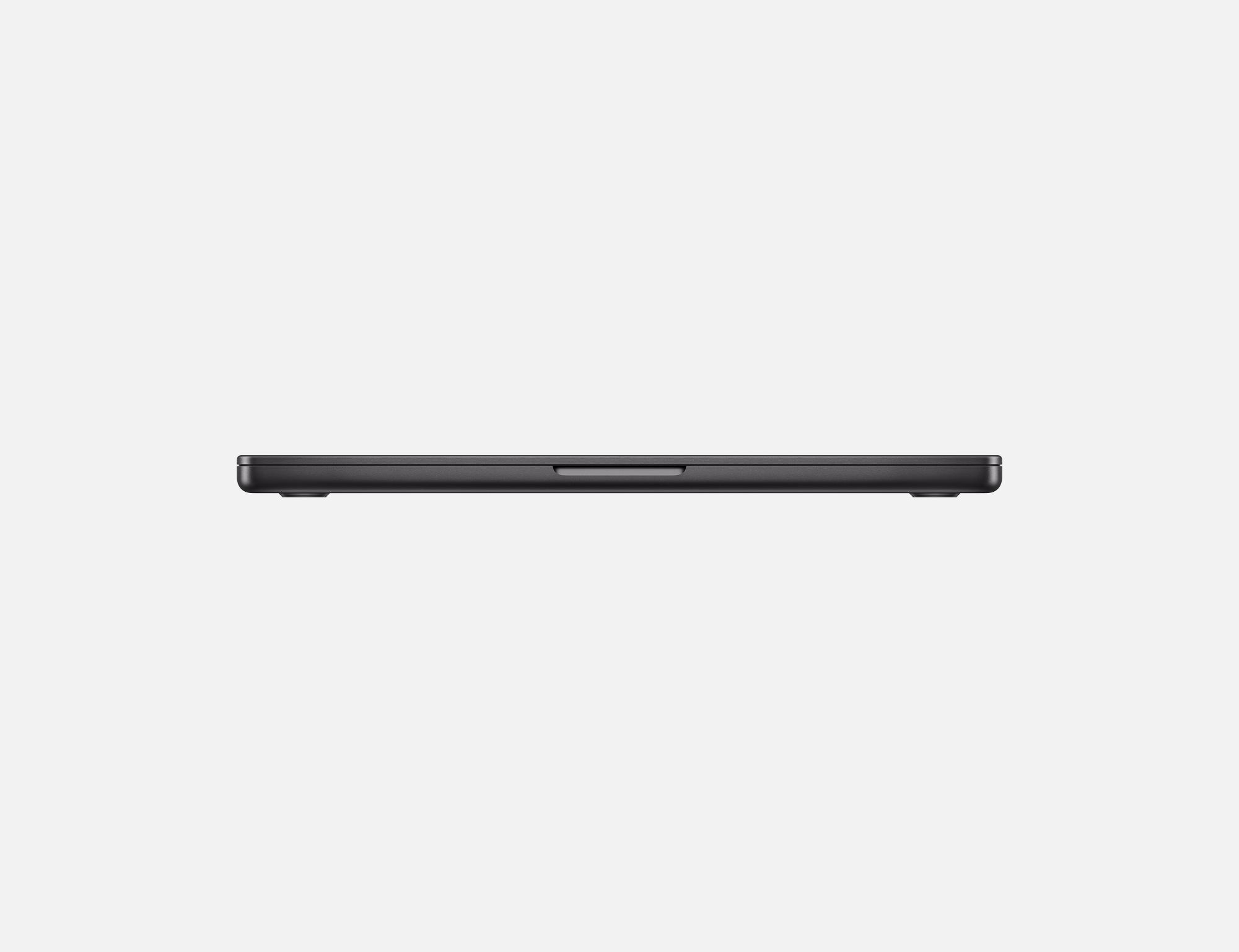 Laptop von der Seite. Das Gerät ist schwarz.
