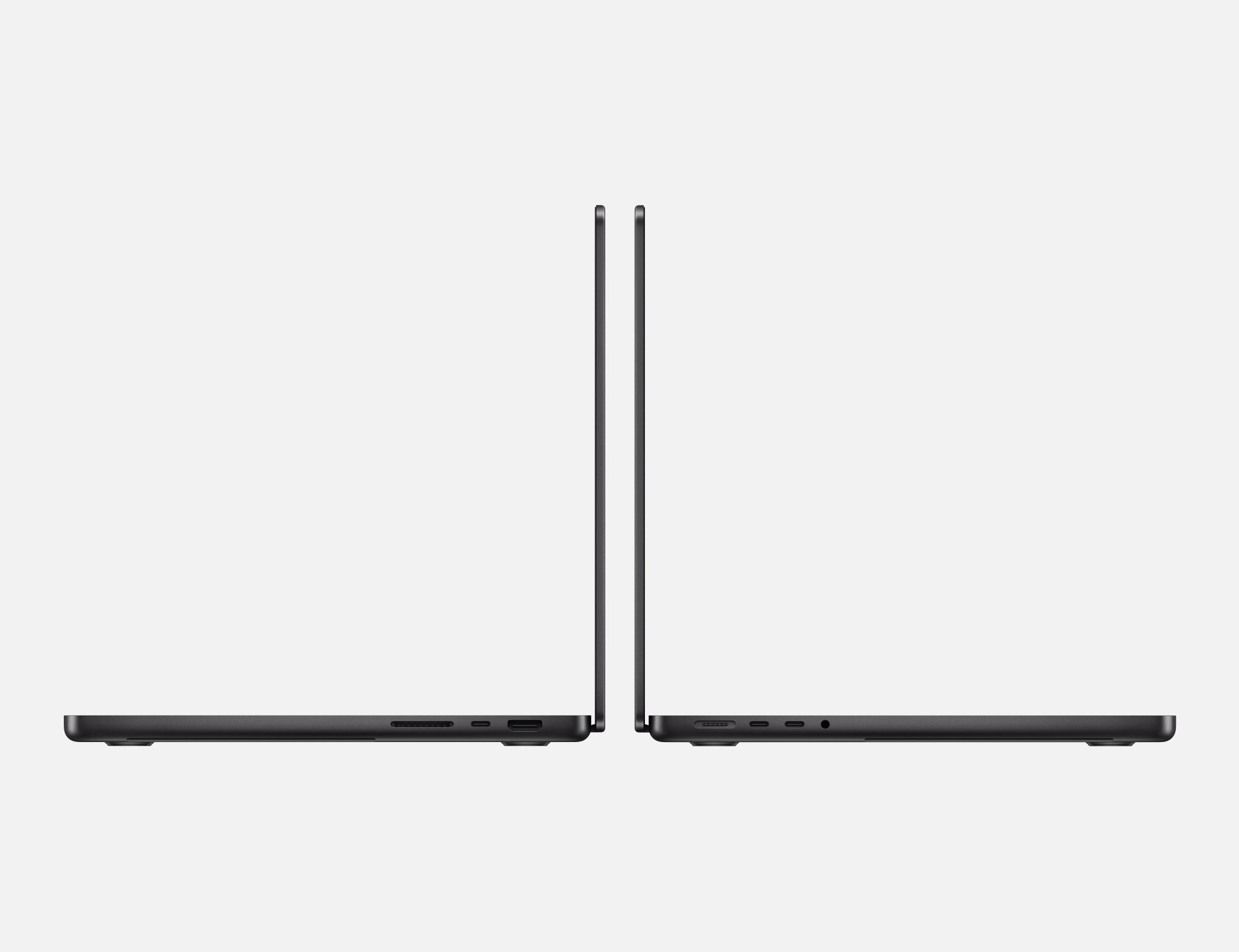 Zwei schwarze Laptops stehen nebeneinander vor weißem Hintergrund.