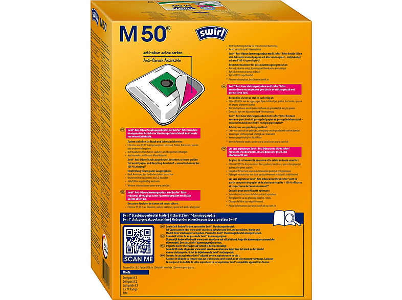 Swirl M50 Sacs Aspirateur MicroPor Plus Anti-Allergie Lot De 10 Pour Miele - Filtration Fine Poussière Swirl M50 Sacs Aspirateur MicroPor Plus Anti-Allergie Lot De 10 Pour Miele - Filtration Fine Poussière