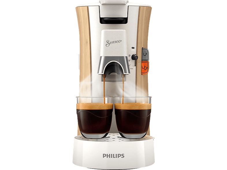 PHILIPS SENSEO® Select CSA240/05 mit Kaffeestärkewahl Plus und Memo-Funktion, 0.9L Wassertank, Padmaschine, Seidenweiß matt