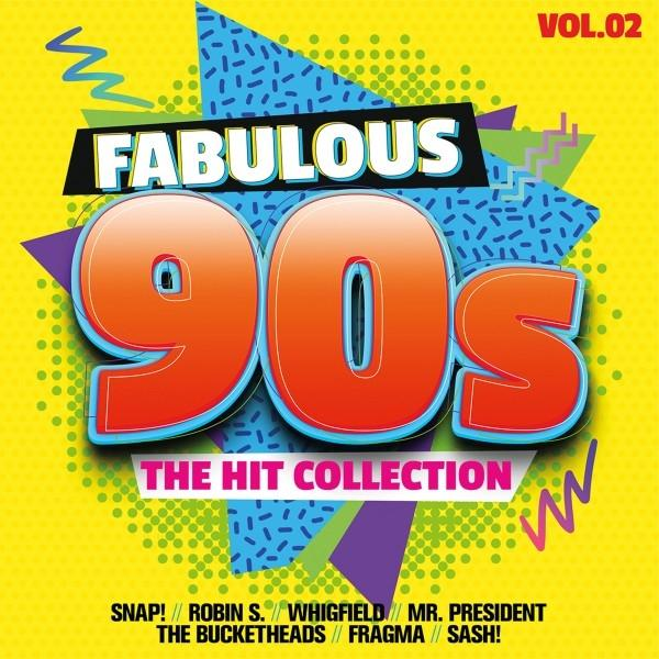 Albumcover mit dem Text 'Fabulous 90s'. Der Hintergrund hat ein farbenfrohes Design.
