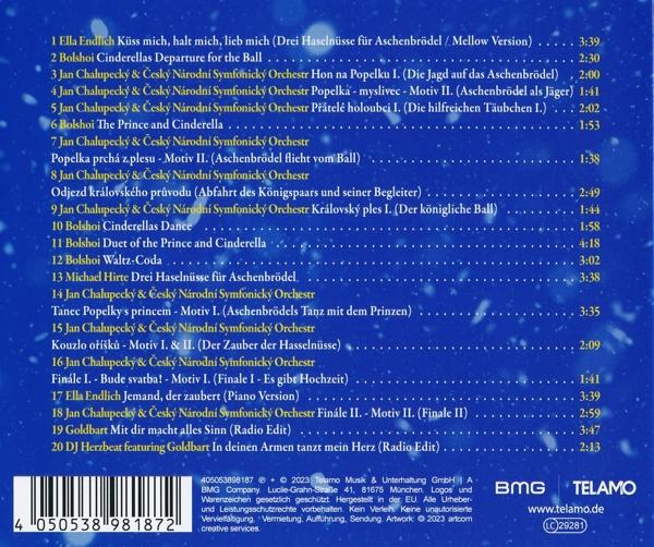 CD-Cover mit blauem Hintergrund, Titelliste. Weißer Text. Enthält Künstler- und Songtitel.
