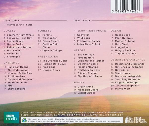 Rückseite einer CD-Hülle mit Titellisten für Disc One und Disc Two.