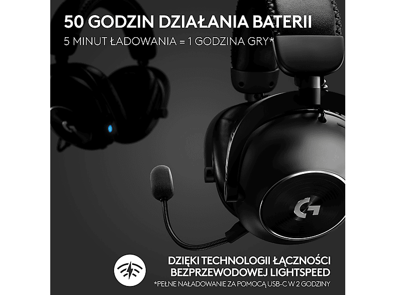 Słuchawki LOGITECH G Pro X 2 Bezprzewodowe, Nauszne, Dźwięk przestrzenny Czarny – zdjęcie 3