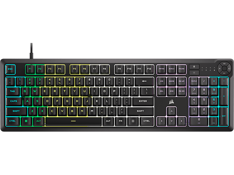 CORSAIR K55 CORE RGB - Gaming-Tastatur, Kabelgebunden, QWERTZ, Full size, Rubber dome, Schwarz